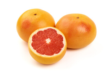 Red grapefruits, isolated on white background