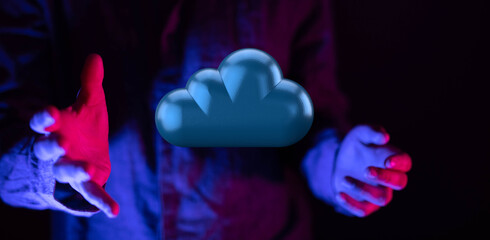 Naklejka premium Cloud computing, Cloud computing and Big data concept, Cloud computing technology 3d