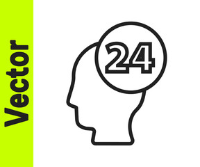 Black line Support operator in touch icon isolated on white background. Concept for call center, client support service. Vector Illustration.