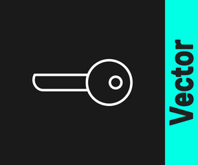 White line Key icon isolated on black background. Vector Illustration.