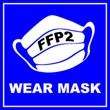 Wear FFP2 Mask symbol against blue background