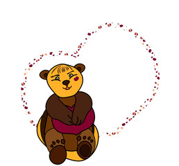 Doodle teddy bear heart love valentine's day wedding clipart