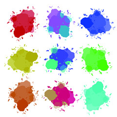 Abstract water color ink stains and with drops, stains, spots on white background. modern decor, banners and brochures. Vector illustration.