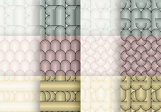 Patterns Set with Geometric Shapes and Lines