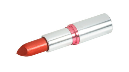 Open red lipstick silver tube