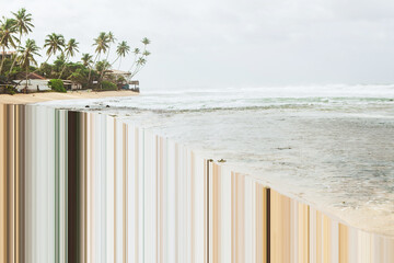 Golden sand. Art vision of travel concept - lines design on beautiful nature scenery for vacation....