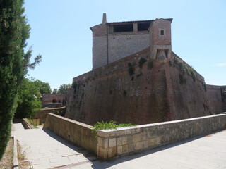 Fortress of Grosseto sorrounded by Towers and Bulwarks and situated inside a stone bastion along...