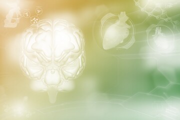 Medical 3D illustration - human brain, anatomy analysis concept - detailed modern background or texture