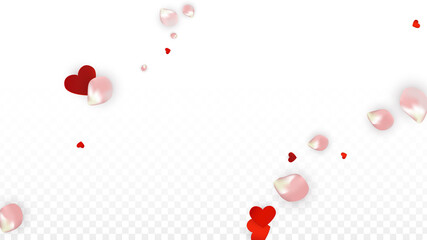 Vector Realistic Petals and Hearts Confetti.