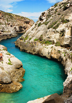 Wied il Mielah Ghasri Valley hike west along the coast from Marsalforn in Gozo Maltese island