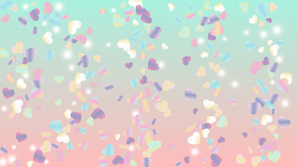 Realistic Background with Confetti of Hearts Glitter Particles. St. Valentine Day. Celebration pattern. Light Spots. Explosion of Confetti. Glitter Vector Illustration. Design for Banner.