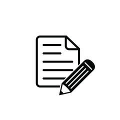 Pencil with paper icon, Contract vector icon