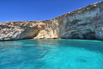 Crystal lagoon at Comino island, Malta.