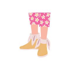 Female foots with cozy comfortable home footwear with ears a vector illustration