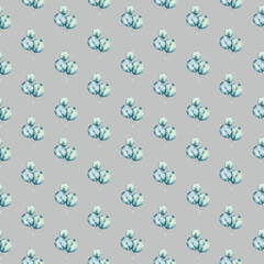 Watercolor hand painted seamless pattern of green leaves and  branches.