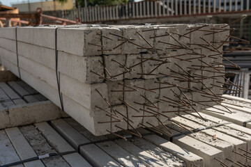 Construction site with materials outdoor for tower building