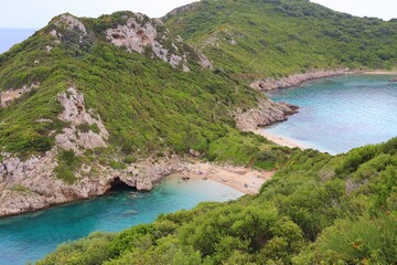 Fototapeta na wymiar Corfu double beach