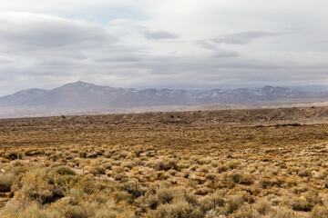 Epic mountain landscape behind beautiful desert vista in rural New Mexico