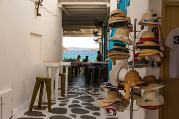 Town Center in Mykonos Island in Aegean Sea, Greece.