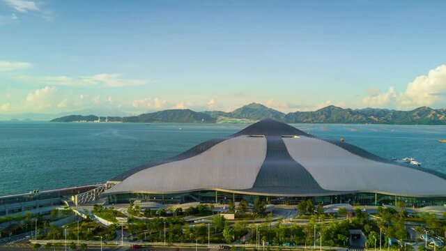 day shenzhen shekou cruise center bay aerial panorama 4k timelapse china