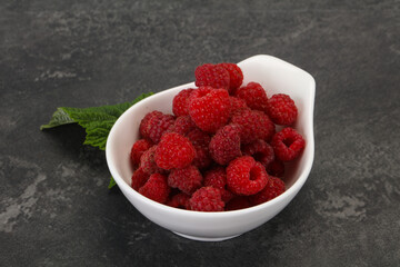 Red bright ripe sweet raspberry