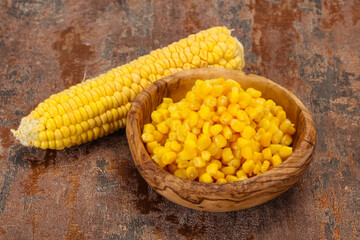 Young corn seeds in the bowl