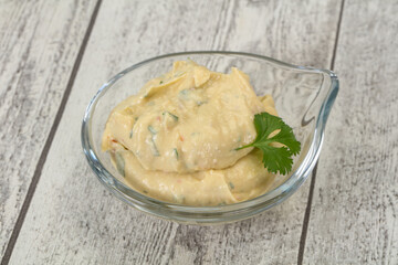 Hummus snack with olive oil