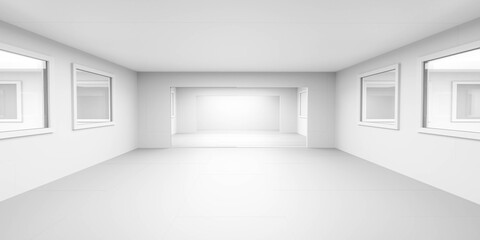 Fototapeta premium modern science lab factory environment with windows 3d render illustration