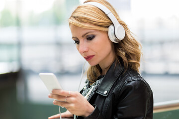 Woman listening to music