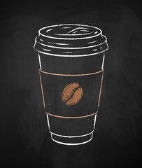 Coffee paper cup on chalkboard background
