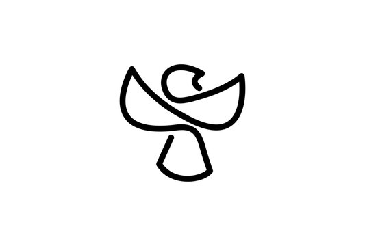 bird outline art. monoline vector logo illustration.