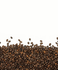 coffee beans isolated on white background with copy space.