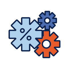 percent symbol in gears flat style icon