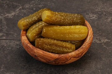 Pickled cucumbers in the plate
