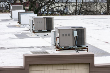 Row of Rooftop commercial Air Condition Units