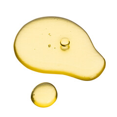 Drops of cosmetic gel or oil. Healing serum isolated on white. Path saved.