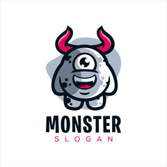 cute little monster logo design