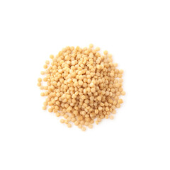 Fototapeta premium Heap of small round ptitim pasta isolated on white background
