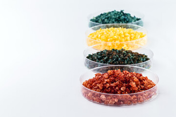 Molten chloride salts, crystals and crystallized rare earth sediments, chemicals used in industry...