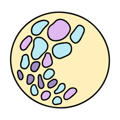 Doodle Moon. Isolated element on a white background. Drawn by hands. Vector illustration. Yellow, purple, blue