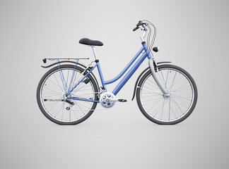 Obraz na płótnie Canvas 3d rendering isolated bike with trunk from the back on gray background with shadow