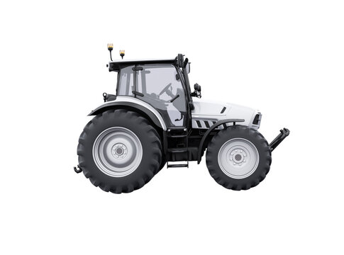 3d rendering tractor side view isolated on white background no shadow