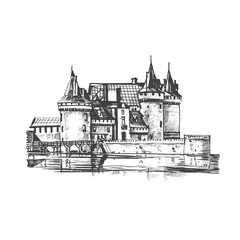 Obraz premium Medieval castle. Vector drawing, sketch