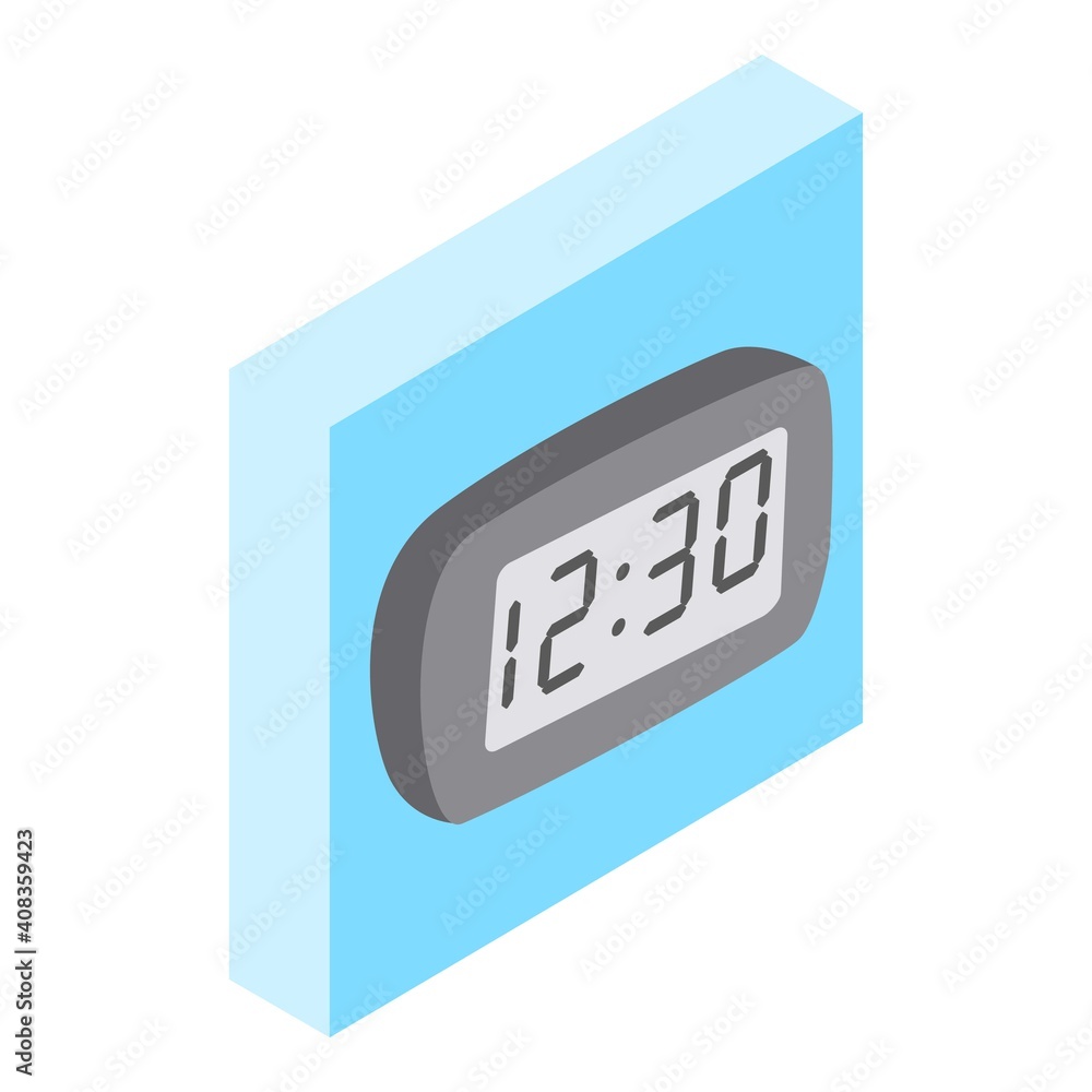 Aufkleber digital clock icon. isometric illustration of digital clock vector icon for web