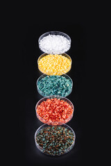 Molten chloride salts, crystals and crystallized rare earth sediments, chemicals used in industry for the production of various industrial items, in petri dishes