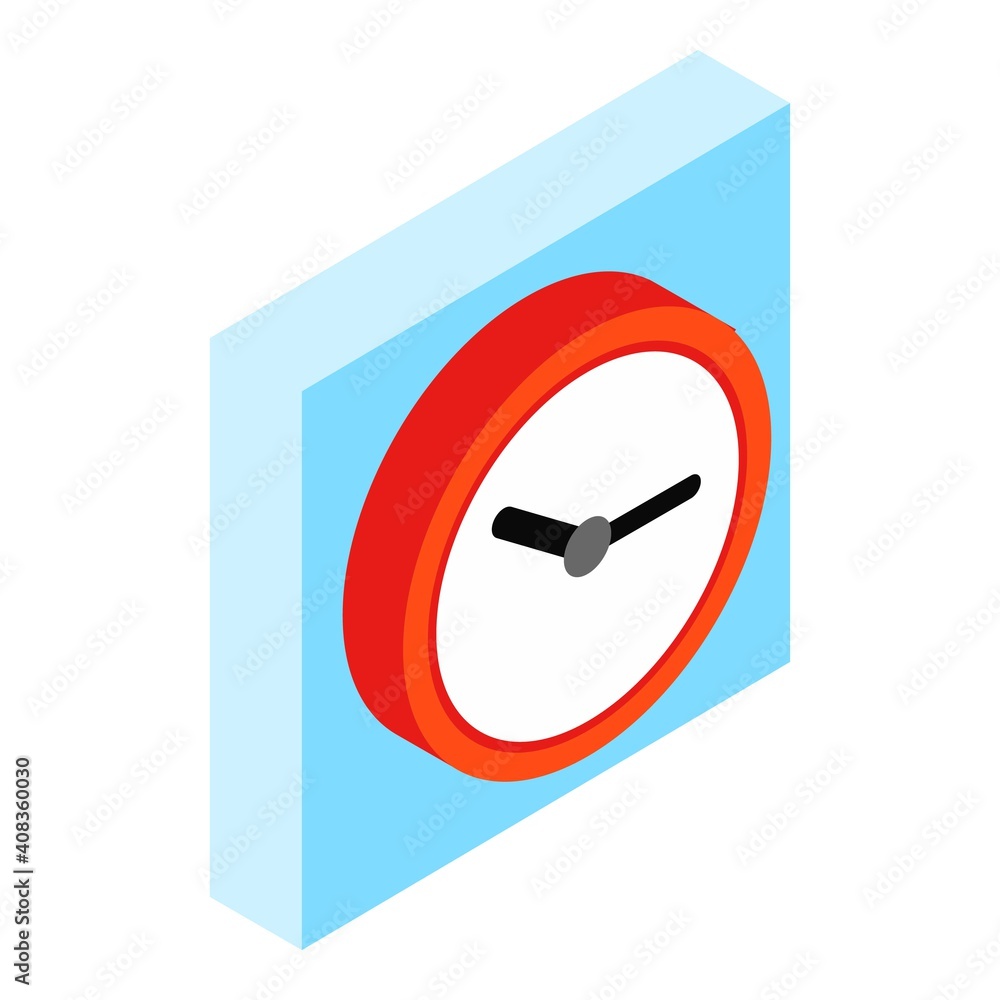 Poster red clock icon. isometric illustration of red clock vector icon for web