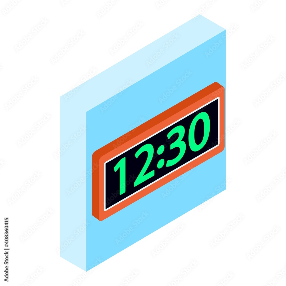 Poster alarm clock icon. isometric illustration of alarm clock vector icon for web