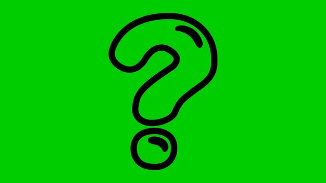 Animated line symbol of question mark. Looped video. Vector illustration isolated on a green background.