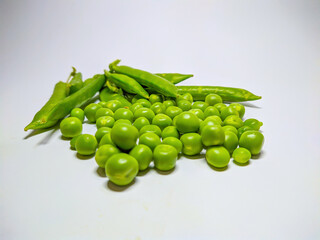 Fresh Green Peas On White Background