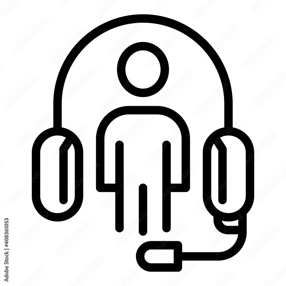 Poster agent headset icon. outline agent headset vector icon for web design isolated on white background